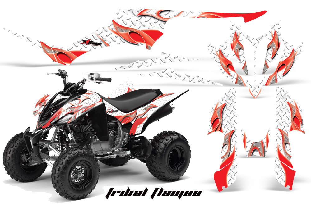 Yamaha Raptor 350 Graphics TRibalFlames Red WhiteBG